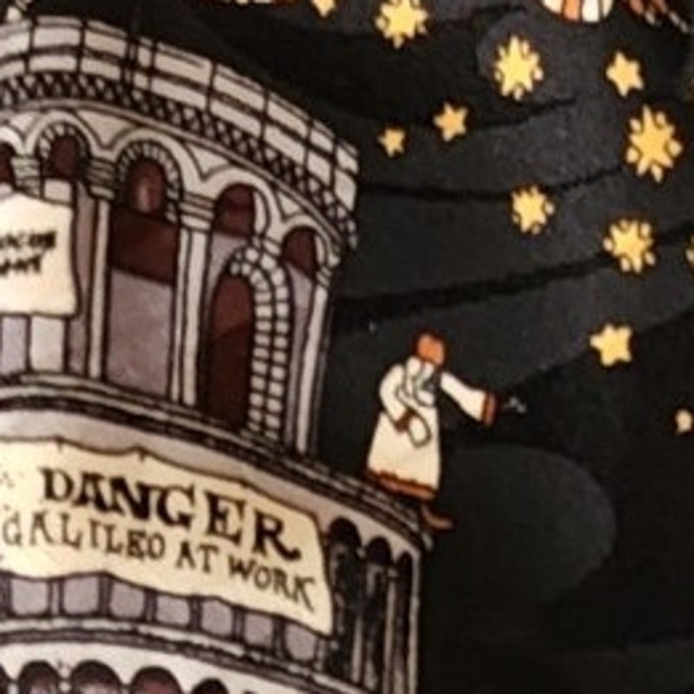 FloRence & K Inc $90 Starry‎ Night Italy Galileo Leaning Tower Florentine Silk